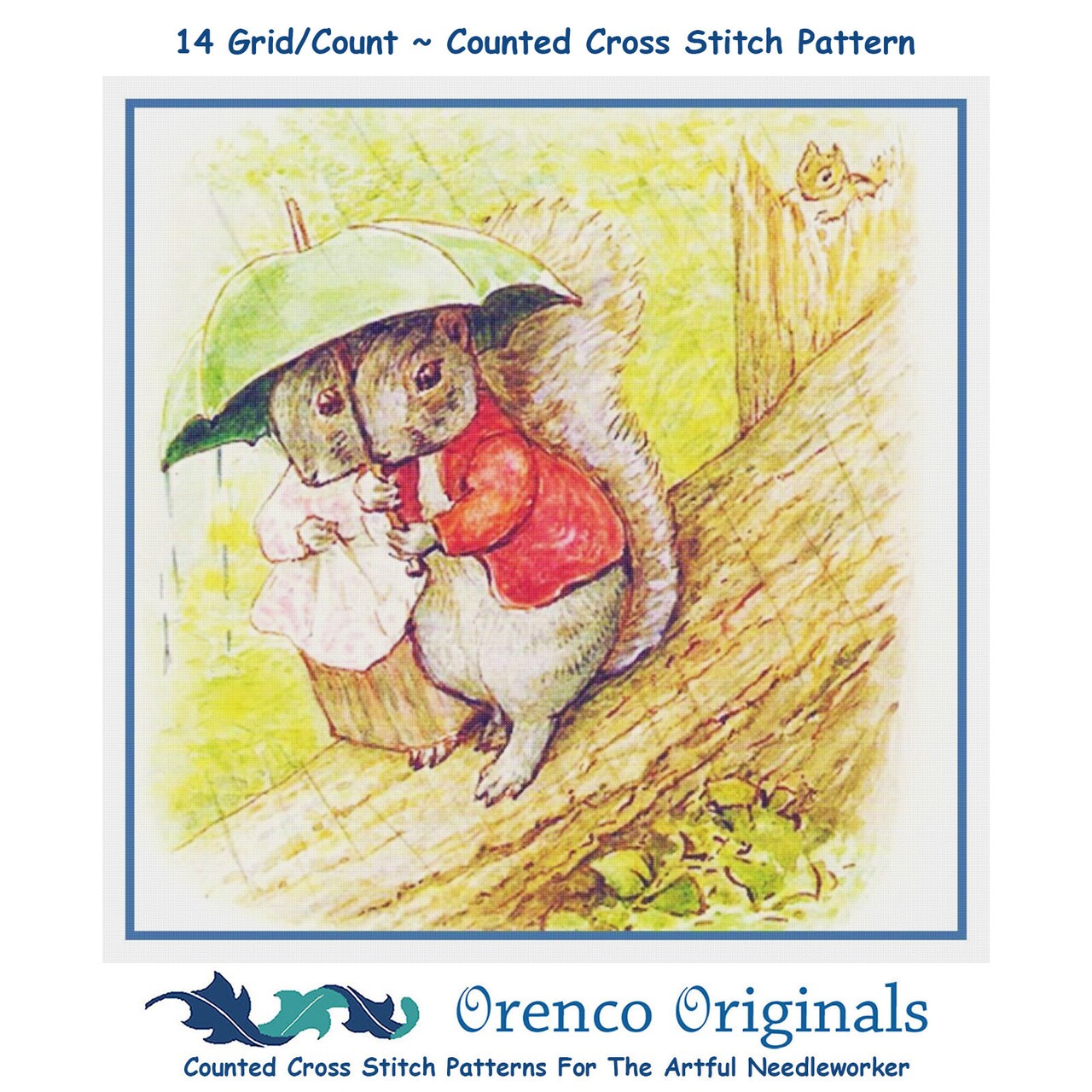 Beatrix Potter Mr Mrs Squirrel Nutkin Counted Cross Stitch Chart Pattern